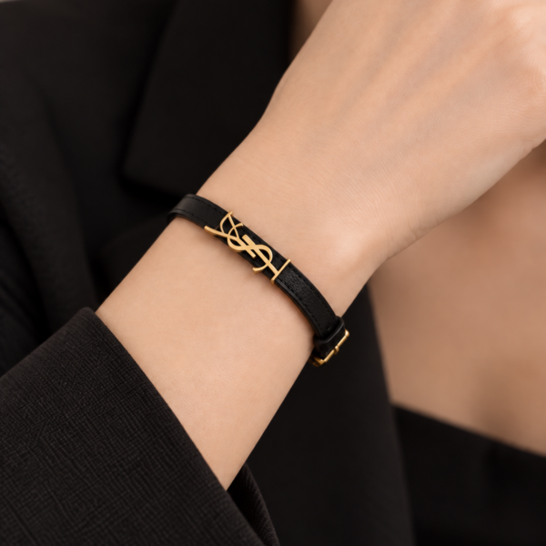 Saint Laurent Cassandre Leather Bracelet