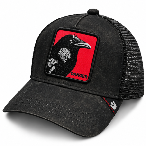 Danger Raven Black Trucker Cap