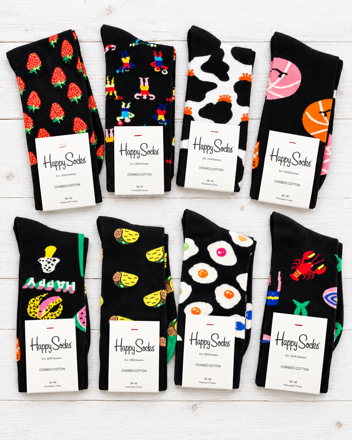 Happy Socks Colorful Pattern Crew Socks