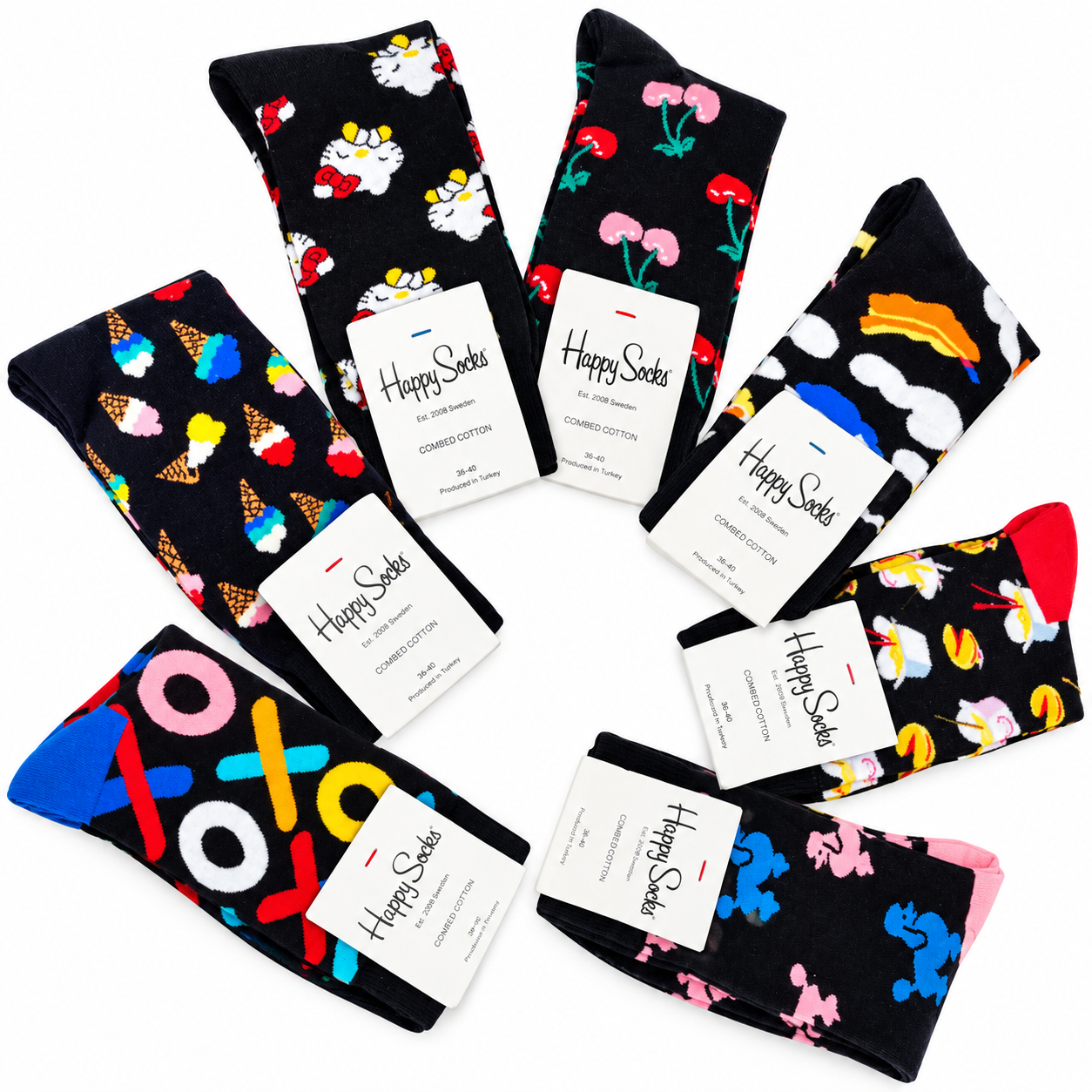 Happy Socks Printed Combed Cotton Crew Socks