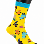Happy Socks Colorful Pattern Crew Socks - Playful Bunny Doodles