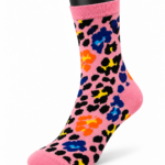 Happy Socks Pink Pattern Crew Socks Collection - Colorful Leopard