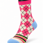 Happy Socks Pink Pattern Crew Socks Collection - Pink Argyle