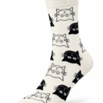 Happy Socks Playful Graphic Crew Socks Collection - Black & White Cats