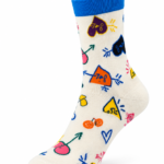 Happy Socks Playful Graphic Crew Socks Collection - Colorful Doodle Art