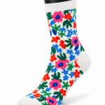 Happy Socks White Graphic Crew Socks Collection - Colorful Floral