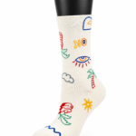 Happy Socks Patterned Crew Socks Collection - Colorful Doodle Icons