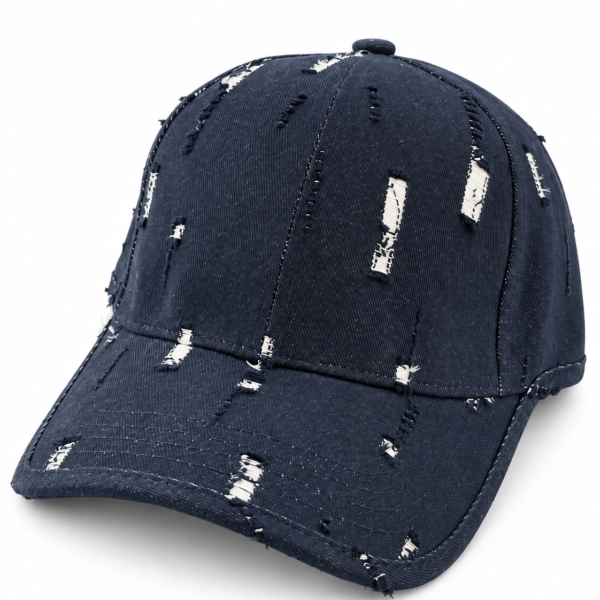 Distressed Navy Denim Baseball Cap
