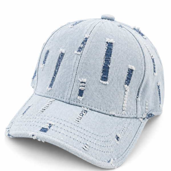 Distressed Light Blue Denim Baseball Cap