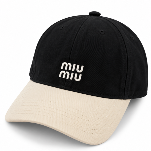 Miu Miu Two-Tone Black & Beige Baseball Cap