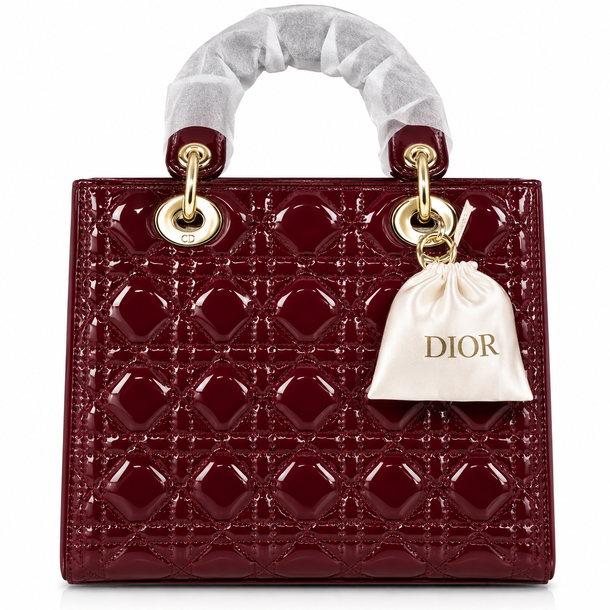 Dior Burgundy Patent Cannage Tote Bag