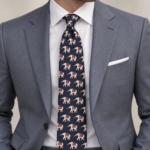 TIE - Navy Blue with Elephant Pattern