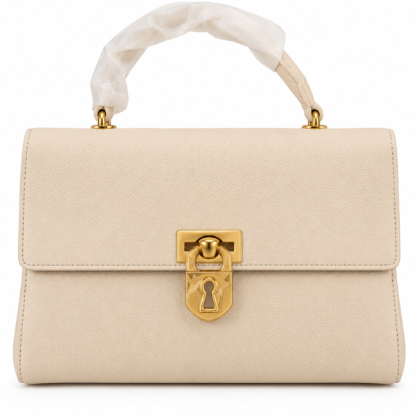 Schiaparelli Cream Lock Top-Handle Bag