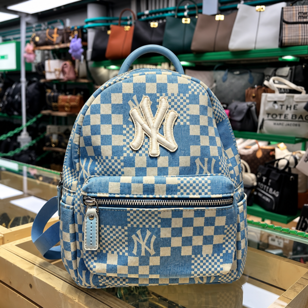 New York Yankees Blue Check Denim Backpack