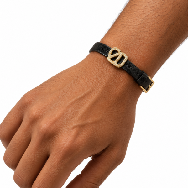 Valentino VLogo Crystal Leather Bracelet