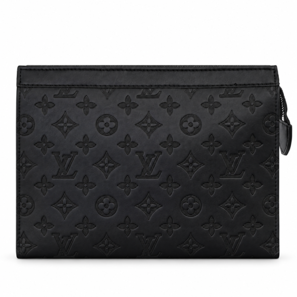 LV Monogram Embossed Black Clutch – Large Size