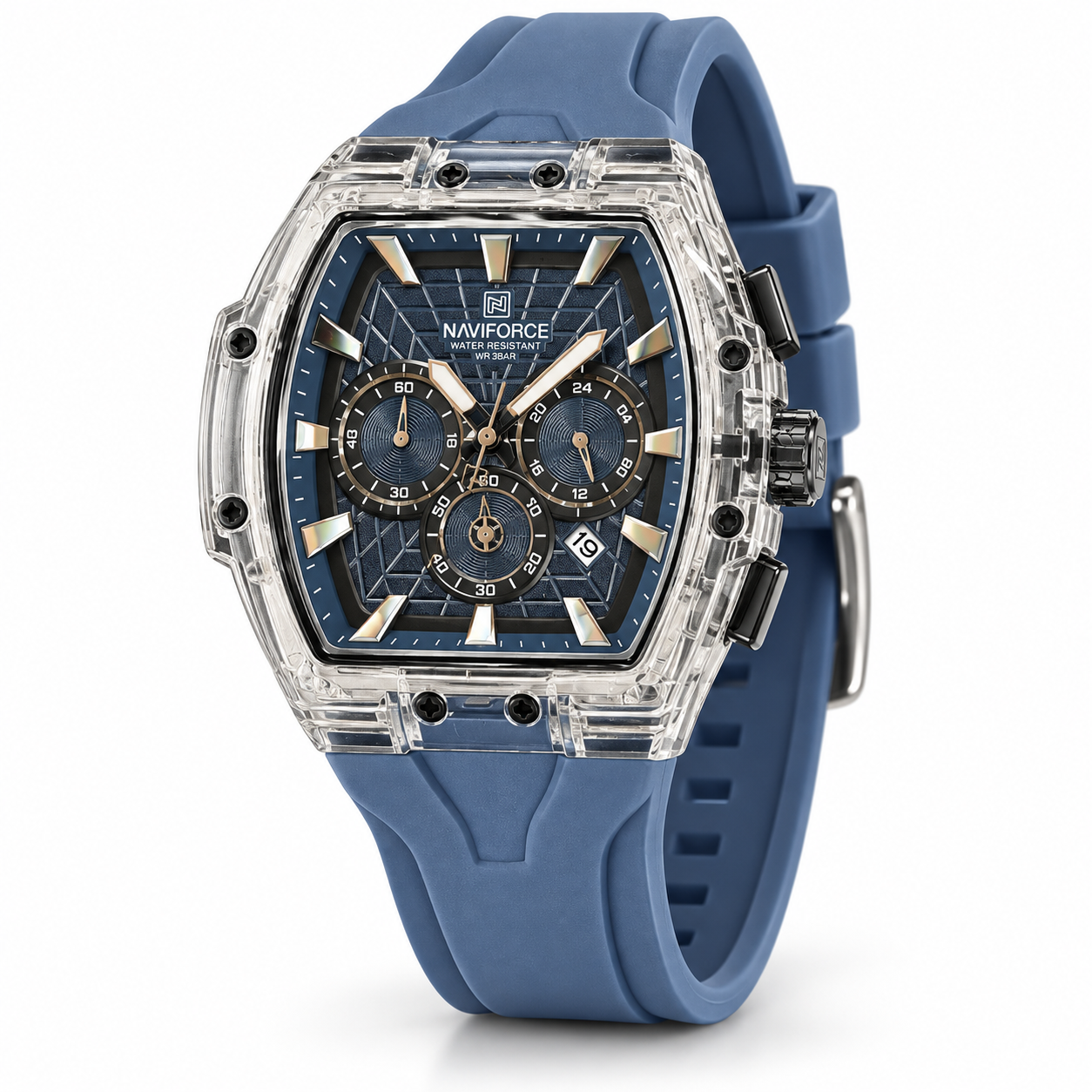 NAVIFORCE Blue Clear Case Chronograph Watch - الصورة 2