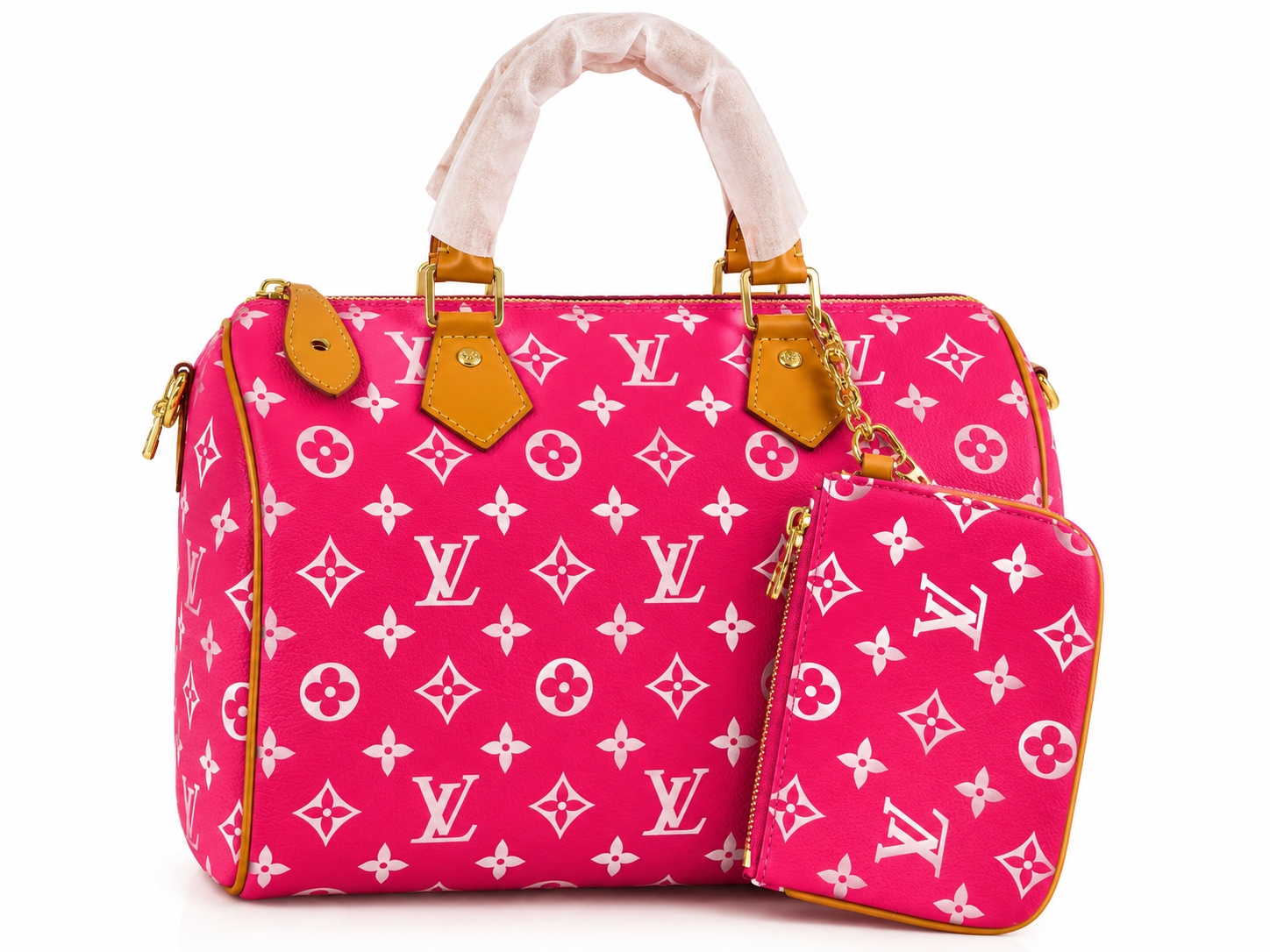 Louis Vuitton Pink Monogram Speedy Bag with Matching Pouch