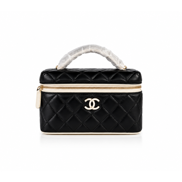 Chanel Black Quilted Vanity Case