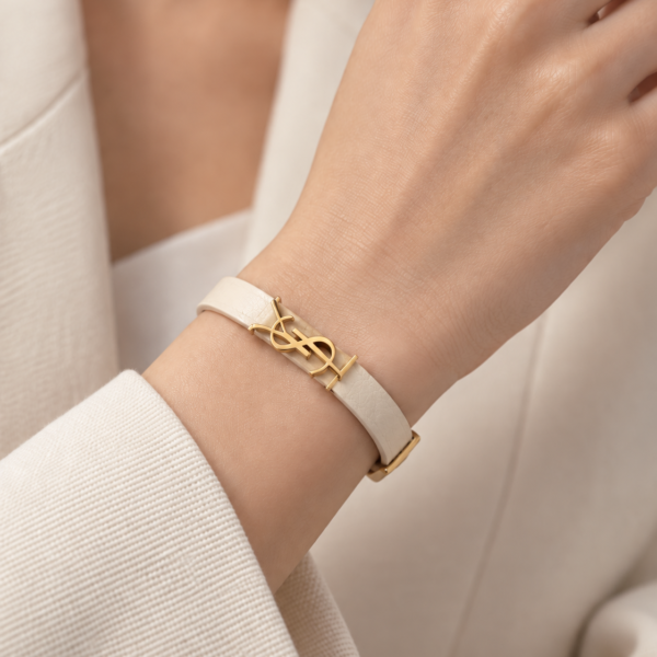 Saint Laurent Cassandre Leather Bracelet