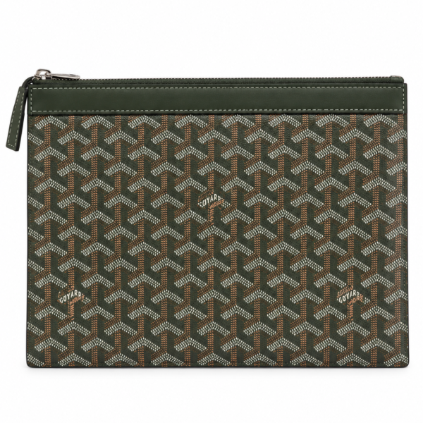 Goyard Green Chevron Pouch
