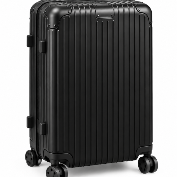 Premium Black Ribbed Hard-Shell Suitcase