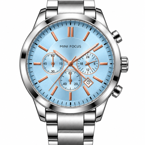 MINI FOCUS Ice Blue Chronograph Stainless Steel Watch