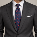 TIE - Navy Blue with Red