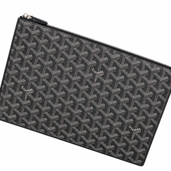 Goyard Chevron Monogram Grey Zip Pouch