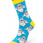 Happy Socks Blue & Colorful Graphic Crew Socks Collection - Flying Astronaut