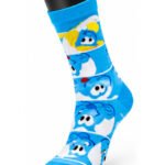 Happy Socks Blue & Colorful Graphic Crew Socks Collection - Cartoon Faces