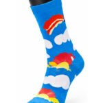Happy Socks Blue & Colorful Graphic Crew Socks Collection - Rainbow Sky