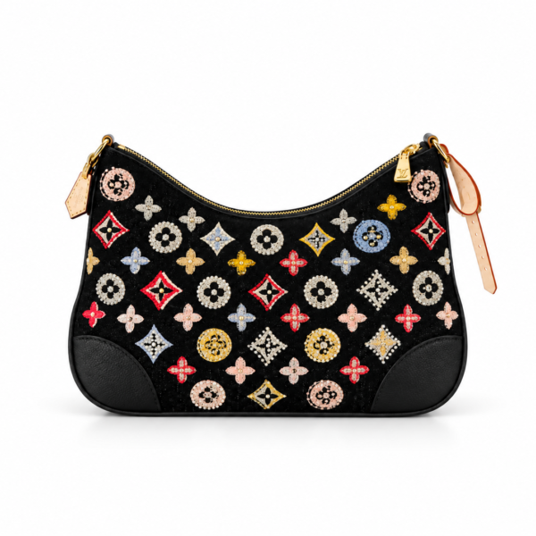 Louis Vuitton Black Embroidered Hobo Bag