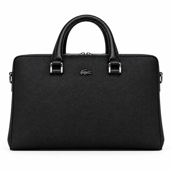 Lacoste Leather Laptop Briefcase – Black