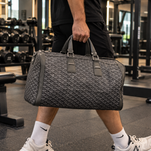 Goyard Pattern Gym & Travel Duffel Bag – Dark Grey
