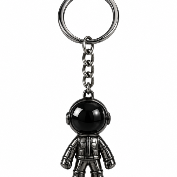 Black Astronaut Metal Keychain